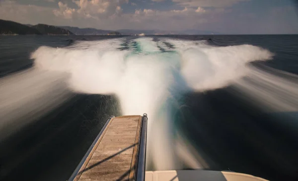 Lunga Esposizione Delle Onde Schiumose Del Mare Grecia — Foto Stock