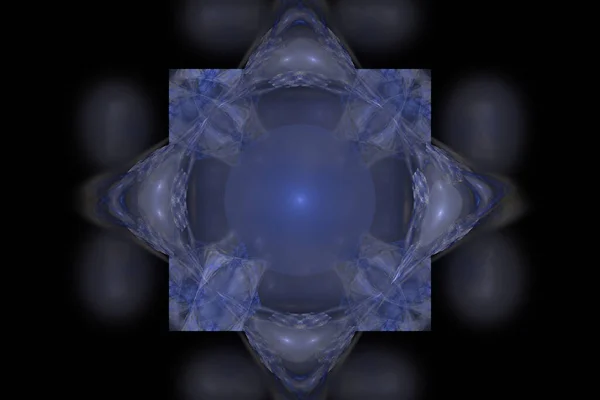 Digital Render Beautiful Cubic Symmetric Fractal Showing Flowing Blue Lines — Stock Photo, Image