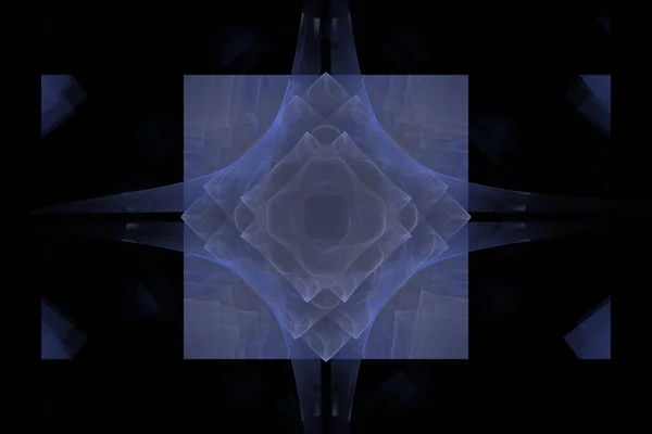 Digital Renderizar Belo Fractal Simétrico Cúbico Mostrando Fluindo Linhas Azuis — Fotografia de Stock