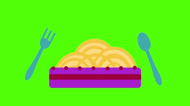 Kuchen Mit Besteck Green Screen Animation Für Vfx — Stockvideo