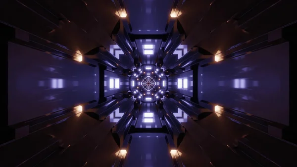 Fütürist Bir Kaleydoskop Koridorunun Renkli Neon Işıkları Olan Bir Portala — Stok fotoğraf