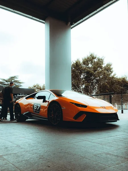 Johannesburg Sudáfrica Noviembre 2021 Una Actuación Naranja Lamborghini Huracan Con — Foto de Stock