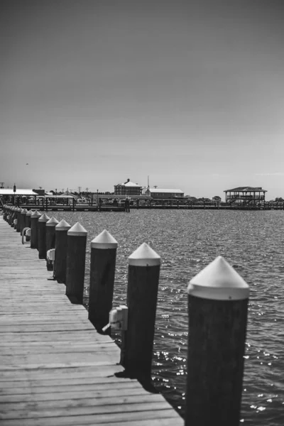 Westover United States May 2021 Grayscale Shot Boat Docking Pier — Stock Photo, Image