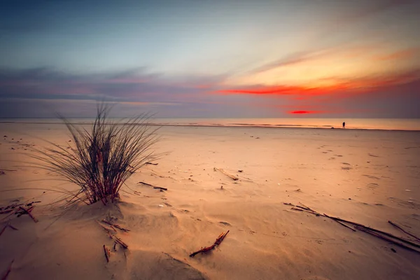 Der Farbenfrohe Sonnenuntergang Der Ostseeküste Litauen — Stockfoto