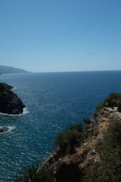 Вертикальный Снимок Красивого Морского Пейзажа Алания Центральное Средиземноморское Побережье Турции — стоковое фото