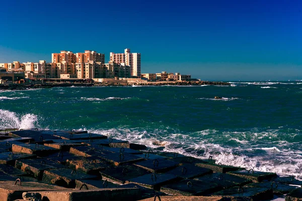Ochtend Aan Kust Van Alexandrië Egypte — Stockfoto