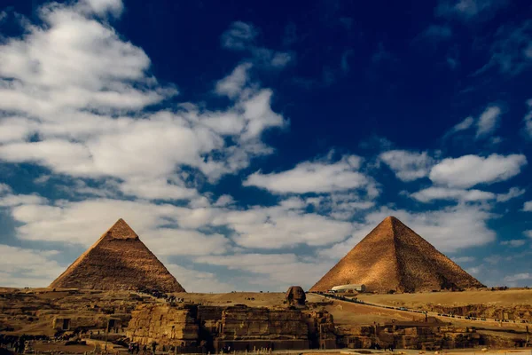 Pyramids Giza Egypt Cloudy Sky — Stockfoto