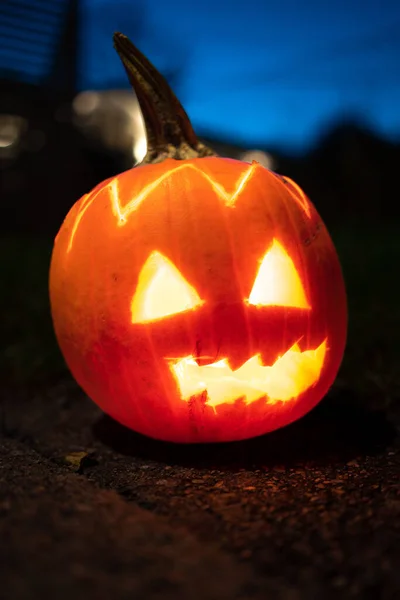 Gros Plan Vertical Une Lanterne Halloween Jack — Photo