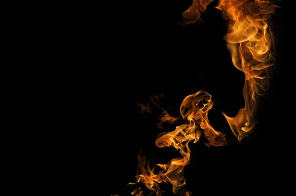 Beautiful Shot Burning Orange Flames Black Background — 图库照片