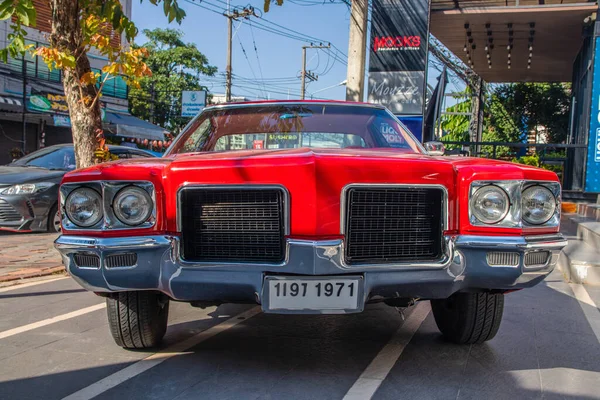 Bang Thailand Dec 2021 Red Classic Car Muscle Car Parked — Stock Photo, Image