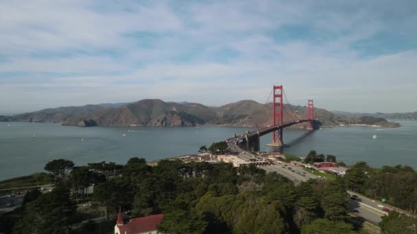 Flygbilder Från Berömda Golden Gate Bridge San Francisco Usa — Stockvideo