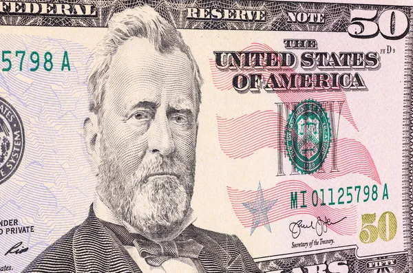 Eine Nahaufnahme Des Porträts Von Ulysses Grant Auf Der Dollar — Stockfoto