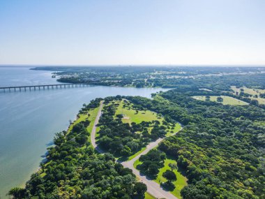 The beautiful aerial view of nature on the shore of Lake Waco in Texas clipart