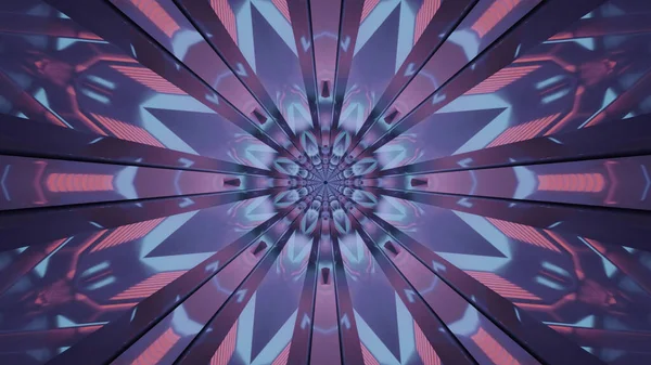 Renderelés Futurisztikus Kaleidoszkópos Minták Háttér Élénk Kék Lila Színek — Stock Fotó