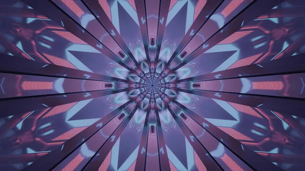 Renderelés Futurisztikus Kaleidoszkópos Minták Háttér Élénk Kék Rózsaszín Színek — Stock Fotó
