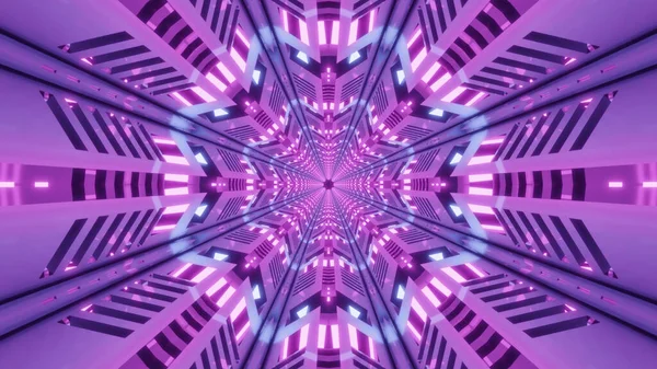 Vykreslování Futuristických Kaleidoskopických Obrazců Pozadí Zářivých Fialových Modrých Barvách — Stock fotografie