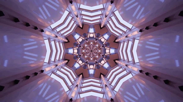 Una Representación Los Patrones Caleidoscópicos Futuristas Fondo Vibrantes Colores Púrpura —  Fotos de Stock