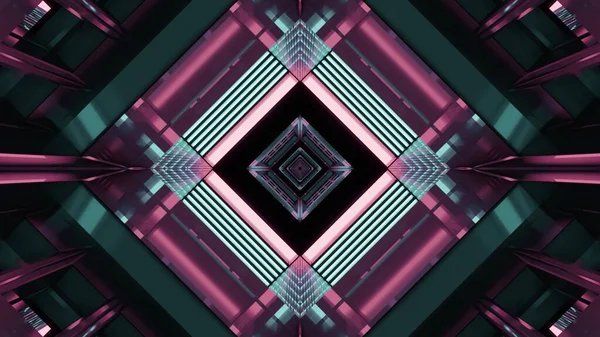 Eine Wiedergabe Futuristischer Kaleidoskopischer Muster Hintergrund Rosa Und Türkisfarbenen Farben — Stockfoto