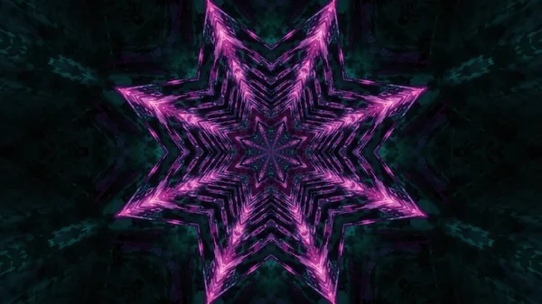 Una Representación Patrones Caleidoscópicos Futuristas Fondo Púrpura Oscuro Colores Verdes —  Fotos de Stock