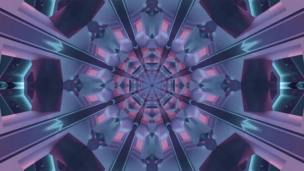 Rendering Futuristic Kaleidoscopic Patterns Background Vibrant Blue Purple Colors — 图库照片