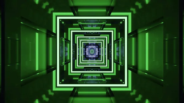 Renderelés Futurisztikus Kaleidoszkópos Minták Háttér Élénk Zöld Fehér Színek — Stock Fotó
