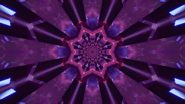 Rendering Futuristic Kaleidoscopic Patterns Background Vibrant Black Purple Colors — Stock Photo, Image