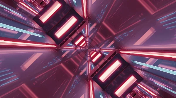 Renderelés Futurisztikus Neon Alagút Fények Háttér Élénk Rózsaszín Kék Színekben — Stock Fotó