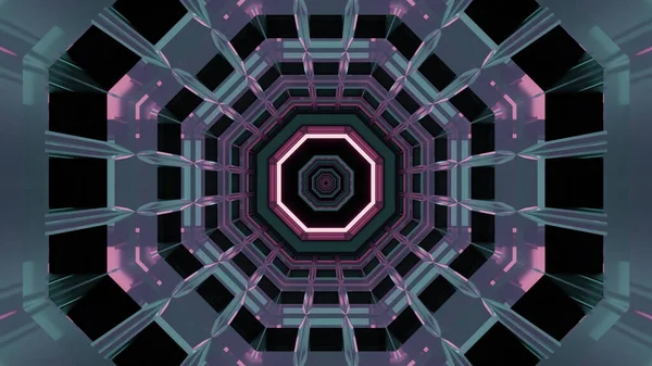 Rendering Futuristic Kaleidoscopic Patterns Background Pink Turquoise Colors — 图库照片