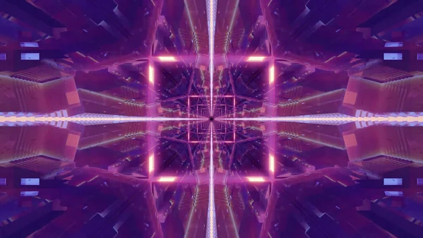 鮮やかな青と紫の色で未来的な万華鏡のパターンの3Dレンダリング — ストック写真