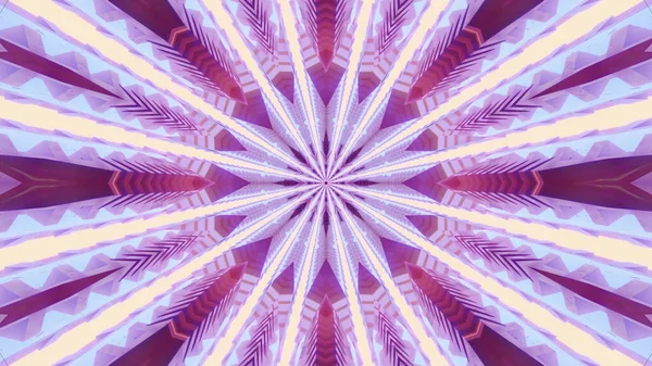 Рендеринг Футуристического Калейдоскопического Фона Ярко Фиолетовых Белых Цветах — стоковое фото