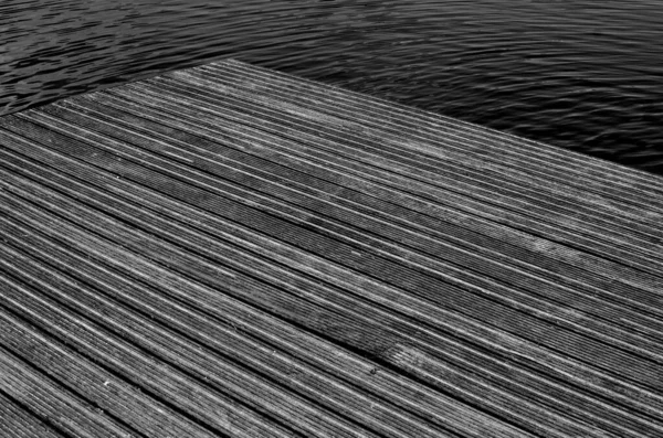 Серый Кадр Деревянного Пирса Море — стоковое фото