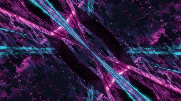Eine Wiedergabe Futuristischer Kaleidoskopischer Muster Hintergrund Lebendig Violetten Und Blauen — Stockfoto