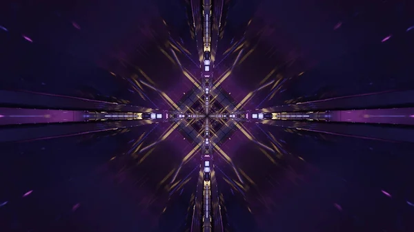 Rendering Futuristic Kaleidoscopic Patterns Background Vibrant Purple Blue Colors — Stockfoto