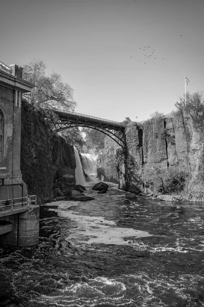 Grayscale Shot Paterson Great Falls National Historical Park New Jersey — Stock Photo, Image
