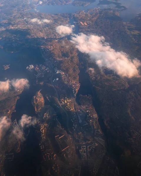 Красивый Вид Стокгольм Окна Самолета Дневное Время — стоковое фото