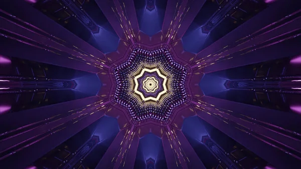 Renderelés Futurisztikus Kaleidoszkópos Minták Háttér Élénk Lila Kék Színek — Stock Fotó