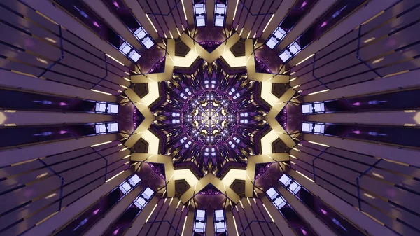 Eine Wiedergabe Futuristischer Kaleidoskopischer Muster Hintergrund Lebendigen Lila Und Braunen — Stockfoto