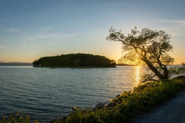 Красивый Вид Закат Озеро Козуэй Парк Берлингтон Вермонт — стоковое фото