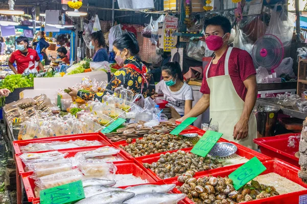 Bangkok Thailand Dec 2021 Covid Period Part Lockdown 태국의 시장에서 — 스톡 사진