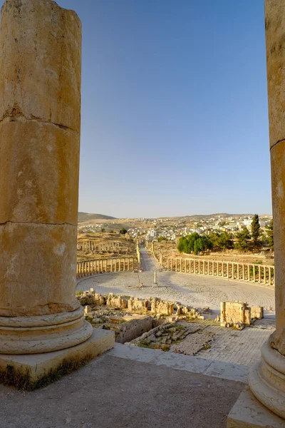 Retrato Vertical Antiga Herança Cultural Jerash Jordânia — Fotografia de Stock