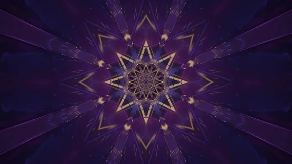 鮮やかな紫と茶色の色で未来的な万華鏡のパターンの3Dレンダリング — ストック写真