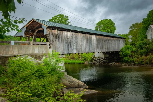 Warren Covered Bridge Mad River Warren Vermont — Stock Photo, Image