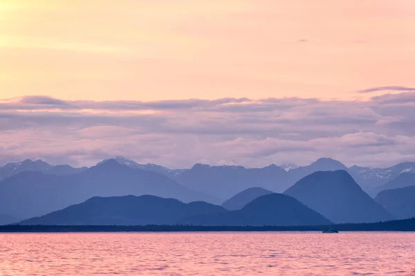 Magnifique Coucher Soleil Sur Archipel Broughton Côte Colombie Britannique Canada — Photo