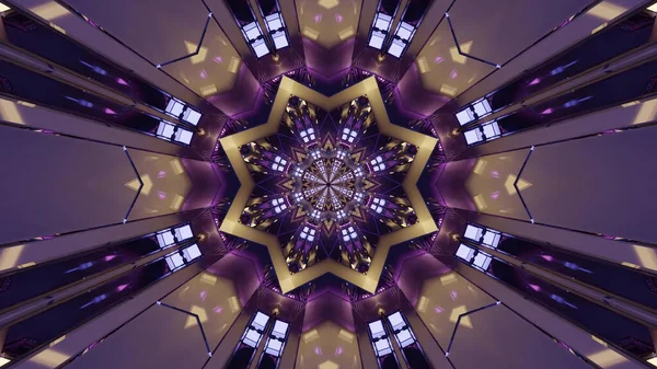 Vykreslování Futuristických Kaleidoskopických Obrazců Pozadí Zářivých Purpurových Hnědých Barvách — Stock fotografie