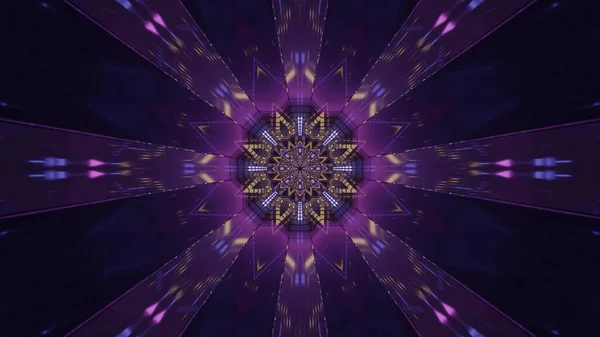 Rendering Futuristic Kaleidoscopic Patterns Background Vibrant Purple Blue Colors — 图库照片
