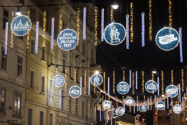 Luzes Natal Cidade Graz Áustria — Fotografia de Stock