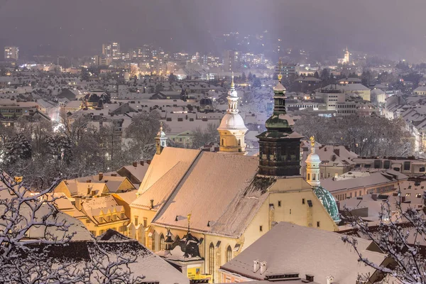 Impressão Inverno Cidade Graz Áustria — Fotografia de Stock