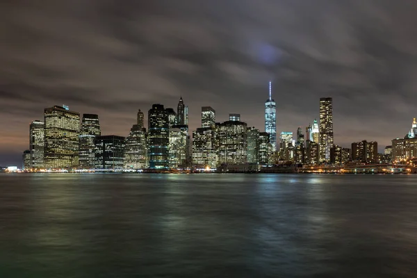Вид Нижний Манхэттен Здание World Trade One Окружающий Бруклинский Мост — стоковое фото