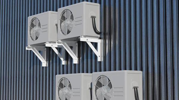 White Air Conditioner Bracket Wall Screws — 图库照片