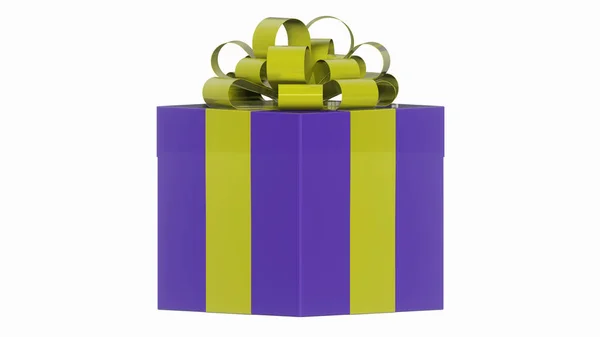 Vierkante Kartonnen Geschenkdoos Met Lint — Stockfoto